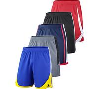 Liberty Imports Athletic 9" Shorts with Pockets and Drawcord, Bleu/Jaune, Gris/Noir, Bleu Marine/Rouge, Noir/Blanc, Rouge/Blanc, L (Lot de 5) Hommes