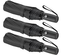 Liberty Imports Lot de 3 parapluies de voyage coupe-vent - Résistant au vent, compact, léger, automatique, tige en acier robuste, petit et portable, pour sac à dos, voiture, sac à main, hommes et