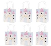 Libetui Lot de 6 sacs cadeaux princesse, contes de fées, château, anniversaire, fille, sac cadeau en papier kraft