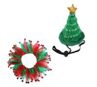 LIbgiubhy Bonnet et écharpe de Noël pour petit chien et chat - Chapeau amusant d'hiver chaud - Costume pour le Nouvel An - Robe amusante