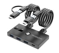 LIbgiubhy Commutateur KVM USB 3.0 de type C avec 2 entrées et 4 sorties pour basculer facilement des appareils tels que des imprimantes et des scanners