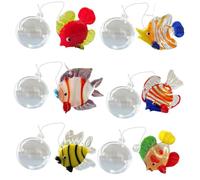 LIbgiubhy Décorations Poisson en Verre Faites À Main avec Bulle 6 Pièces Décoration Flottante D'aquarium pour Embellissement Maisons Créatives