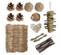LIbgiubhy Ensemble de jouets à mâcher en bois naturel pour petits animaux de compagnie et hamsters