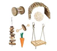 LIbgiubhy Ensemble de jouets pour hamster avec balançoire en rotin tissé à la main - Pont en bois - Jouet d'escalade pour perroquet - 8 pièces
