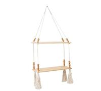 LIbgiubhy Étagère suspendue moderne avec pompons et perles en bois - Étagères flottantes pour chambre d'enfant, salle de bain, salon