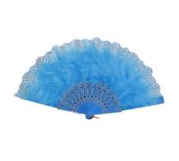 LIbgiubhy Éventail pliable à plumes style vintage années 1920 avec détails en dentelle pour mariage, Halloween, fête et décoration d'intérieur