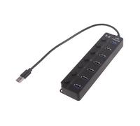 LIbgiubhy Hub USB 3.0 compact 1 à 7 ports avec interrupteur marche/arrêt individuel avec indicateur lumineux LED