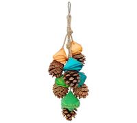 LIbgiubhy Jouet à mâcher pour cage à oiseaux - Pomme de pin - Jouet debout pour petits oiseaux - Décoration de cage à oiseaux