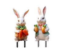 LIbgiubhy Lot de 2 décorations de jardin colorées en forme de lapins - Décoration de cour - Décoration de jardin - Pour fête du printemps - Ornement résistant aux intempéries