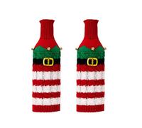 LIbgiubhy Lot de 2 protections de bouteille de vin tricotées à rayures de Noël pour la maison et les fêtes