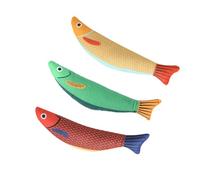 LIbgiubhy Lot de 3 jouets à mâcher remplis d'herbe à chat - En forme de poisson - Améliore le son - Cadeau idéal