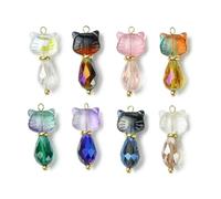 LIbgiubhy Lot de 5/8 breloques en forme de chats pour la fabrication de bijoux élégants et colorés - Pendentifs d'animaux - Accessoires de fabrication de porte-clés