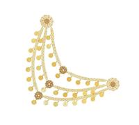 LIbgiubhy Luxueuse chaîne d'épaule à plusieurs niveaux en alliage avec pompons pour pièces de monnaie ornement d'épaule élégant pour les fêtes et les festivals