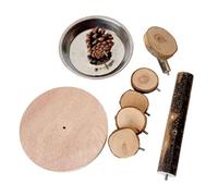 LIbgiubhy Mangeoire rotative en bois pour hamster - Plateforme interactive avec composant amovible en acier inoxydable
