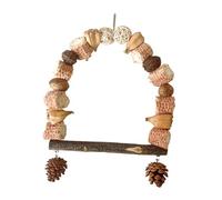 LIbgiubhy Perchoir à oiseaux debout pour cage à oiseaux - Jouet à mâcher avec pommes de pin - Jouet de divertissement pour oiseaux de toutes tailles