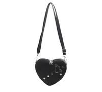 LIbgiubhy Petit sac à bandoulière en forme de cœur avec rivets en cuir PU pour femme et fille, Noir