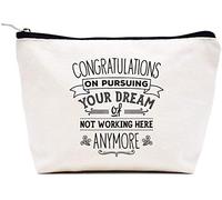 LIBIHUA Sac de Maquillage Cadeau de Retraite Coworeker Trousse de Maquillage Trousse de Voyage, Beige, 9.8 ″ W x 7″ H x 2.7″ Bottom, Félicitations pour la Poursuite