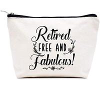 LIBIHUA Sac de Maquillage Cadeau de Retraite Coworeker Trousse de Maquillage Trousse de Voyage, Blanc., 256 retraités Free and Fabulcus