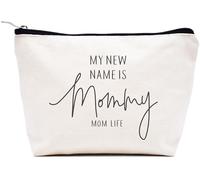 LIBIHUA Trousse de maquillage pour bébé à venir bientôt - Cadeau pour nouvelle maman - Trousse de maquillage de voyage, beige, 9.8 ″ W x 7″ H x 2.7″ Bottom, 810-my new name is mommy