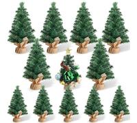 Libima Lot de 12 mini sapins de Noël artificiels miniatures de table de 30 cm et 20 cm avec base en lin pour cheminée d'hiver, décorations de vacances, intérieur, cuisine, table à manger