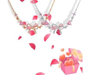 LIBIQI Bow Zircon Bracelet - Friendship is Like a Bow, Friendship Bracelets with White Pink Zircon, Adjustable Ribbon Bow Beaded Chain Bracelet, Women Trendy Bracelet Gift for Her (2PCS-A)