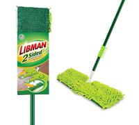 Libman Balai à poussière en Microfibre Double Face de 45,7 cm | Balai à poussière pour parquet en Bois Dur | Doigts en Microfibre | Balai Plat | Tête pivotante à 360 degrés | Manche de 124,5 cm de