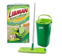Libman Rinse 'n Wring Serpillère et seau | Serpillère en microfibre | Nettoyant pour sols en bois dur | Balai humide et sec | Chambres à eau propre et sale | Lames électriques | 1 tampon en microfibre