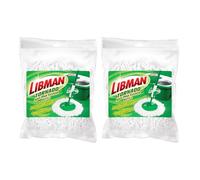 Libman Tornado Spin Mop Recharges - Étui de 2 têtes en Microfibre, faciles à remplacer, lavables en Machine, Vert et Blanc