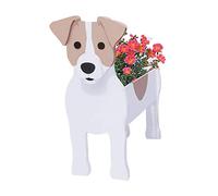 LIBOOI Pot de fleurs en forme de chien pour plantes d'extérieur, cadeau Jack Russell Terrier pour femmes, hommes, amateurs de chiens, conteneurs de rangement pour décoration de jardin, cactus,