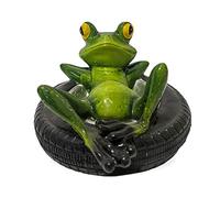 LIBOOI Statue de grenouille en résine, décoration d'étang, sculpture fantaisiste de grenouille verte pour jardin, étang, cour