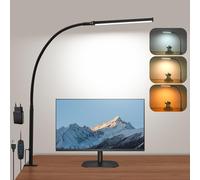 LIBORA Lampe de Bureau LED, 3 Modes de Couleur 10 Niveaux de Luminosité lampe bureau avec Pince, 360 ° réglable col de cygne flexible lampe de table, Lampen de Lecture, Noir
