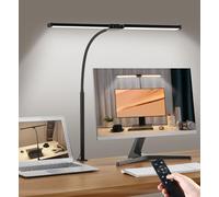 LIBORA Lampe de Bureau LED, Double tête lampe bureau, 5 Modes de Couleur 5 Niveaux de Luminosité, Col de cygne flexible et Peu encombrante lampe pince, lampen de table, Noir