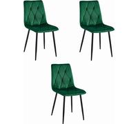 Libra Dining Kitchen Lounge Chair - Dark Green Velvet / Black Legs X 3
