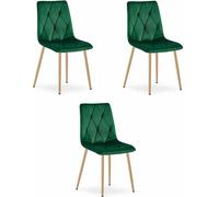 Libra Dining Kitchen Lounge Chair - Dark Green Velvet / Wooden Legs X 3