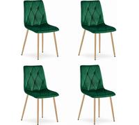 Libra Dining Kitchen Lounge Chair - Dark Green Velvet / Wooden Legs X 4