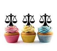 Libra Scale Balance Justice Gâteau Toppers De Mariage Joyeux Anniversaire Acrylique Décor Gâteau Cupcake Toppers pour Gâteau Partie Décoration 10 Pièces