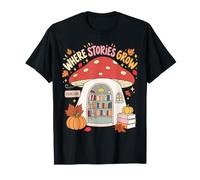 Librairie de Champignons où Les Histoires Poussent l'art de la Lecture d'automne T-Shirt