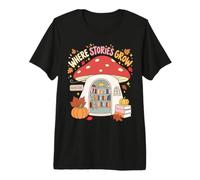 Librairie de Champignons où Les Histoires Poussent l'art de la Lecture d'automne T-Shirt Haut de Gamme