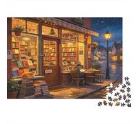 Librairie Nocturne Conviviale Puzzle 1000 Pièces Papier pour Adultes Rue Calme Puzzle pour Famille Décoration Maison Cadeau Détente 70x50cm/1000pcs