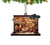 Librairie Ornement de Noël | Ornement de librairie de Noël, cadeau de Noël, décorations de porte de Noël, décorations réalistes d'arbre de vacances, faveurs, pendentifs, décorations de fenêtre