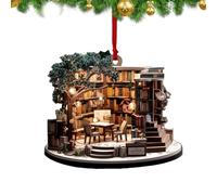 Librairie Ornement de Noël | Ornement de librairie de Noël, cadeau de Noël, décorations de porte de Noël, décorations réalistes d'arbre de vacances, faveurs, pendentifs, décorations de fenêtre