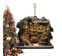Librairie Ornement de Noël | Ornement de librairie de Noël, cadeau de Noël, décorations de porte de Noël, décorations réalistes d'arbre de vacances, faveurs, pendentifs, décorations de fenêtre