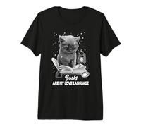 Librarian Books are My Love Langue Chat lisant Un Livre T-Shirt Haut de Gamme