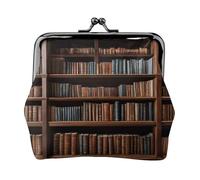 Library Bookshelf Book - Porte-monnaie compact pour femme avec serrure imperméable pour cadeaux de voyage, Noir , Taille unique, Sac à dos décontracté