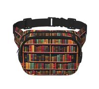 Library Bookshelf Book Print Waist Pack Square Waist Bag Workout Hiking Running Travel Gym Pretty Zipper Fashion