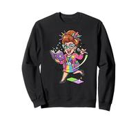 Library Card Lunettes de bibliothécaire rétro Motif Chat Sweatshirt