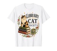 Library Cat Society Amoureux des Livres T-Shirt Graphique avec Valeur