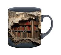 Library Mug - Ceramic Coffee Cup, 3D Books Design | Creative Bookish Item for Readers Writers, Multi Purpose Tea Mug for Home Office, Book Club Gift for Women Men, 11oz Novelty Drinkware