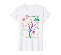 Library Tree Colorful Librarian Book T-Shirt Graphique avec Valeur, Femme, Blanc, XS