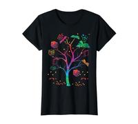 Library Tree Colorful Librarian Book T-Shirt Graphique avec Valeur, Femme, Noir, S